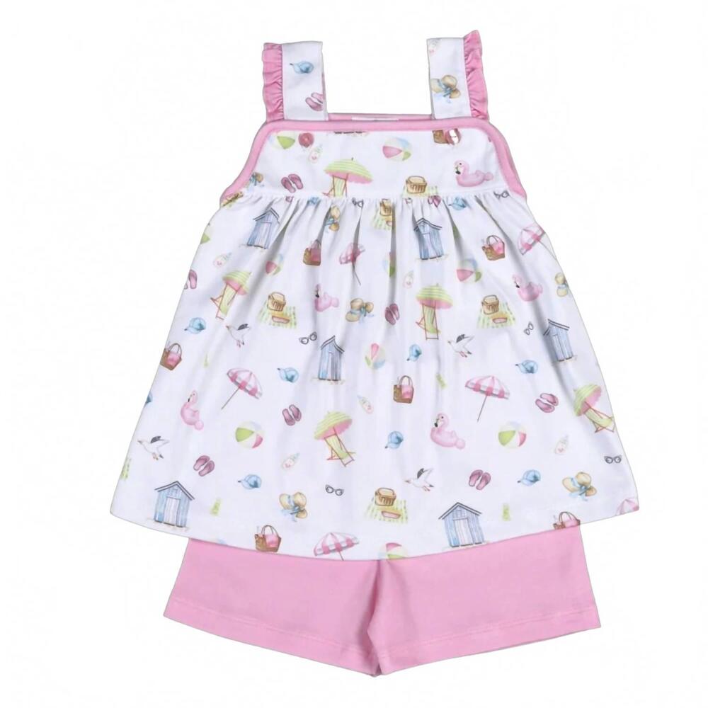 NEW BABY LOREN girl's sandy toes shorts set in pink